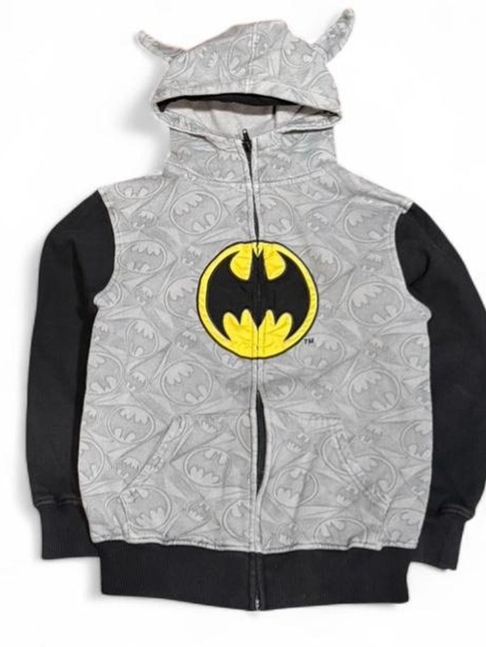 Y2K Batman Embroidered Graphic Baby Cropped Zip Up Hoodie